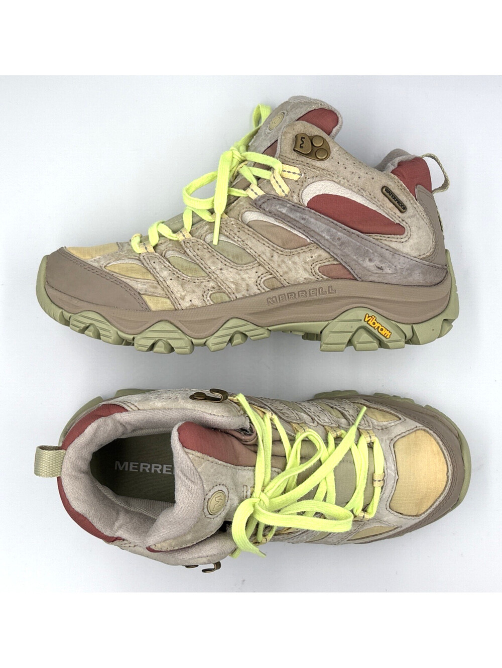 Merrell Moab 3 Vista Mid Waterproof Hiking Boots Women's 8.5 Khaki J500526
